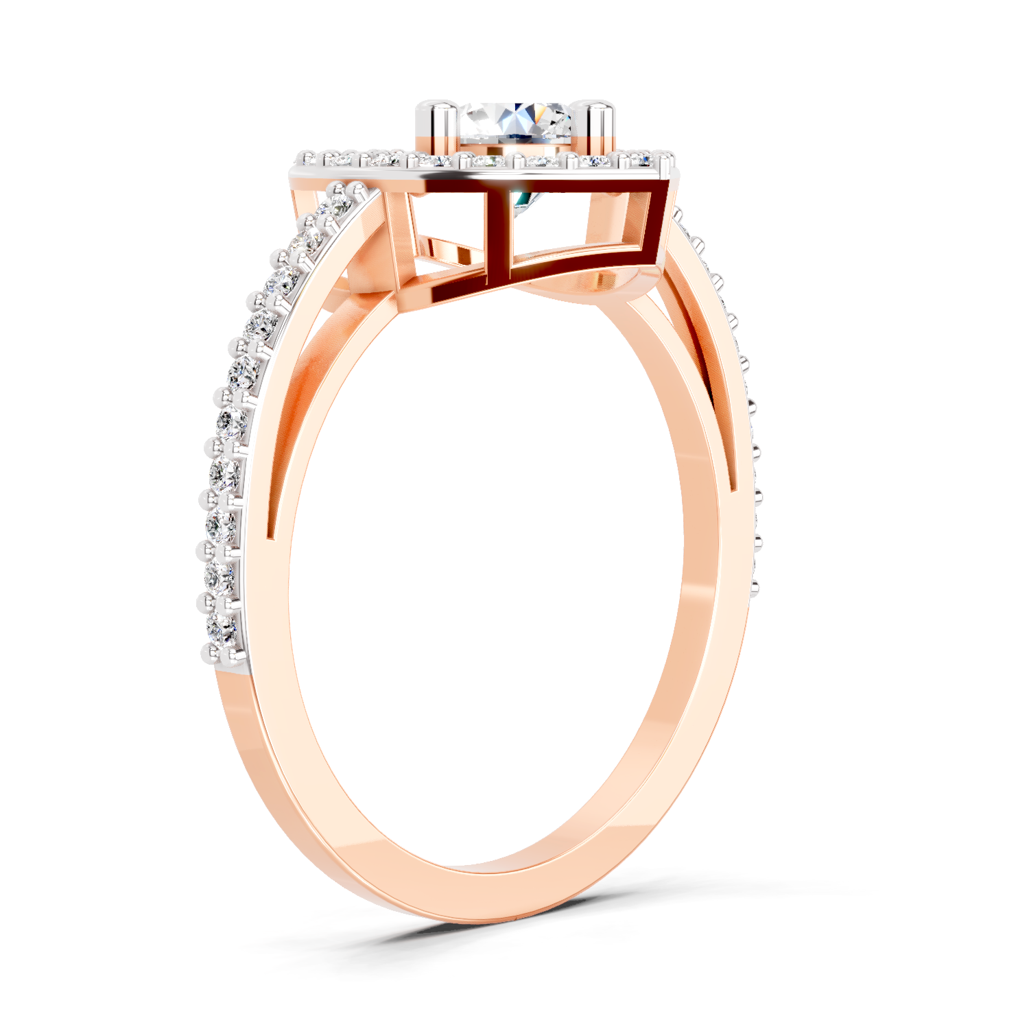 0.84 Carat Round Halo Heart Ring