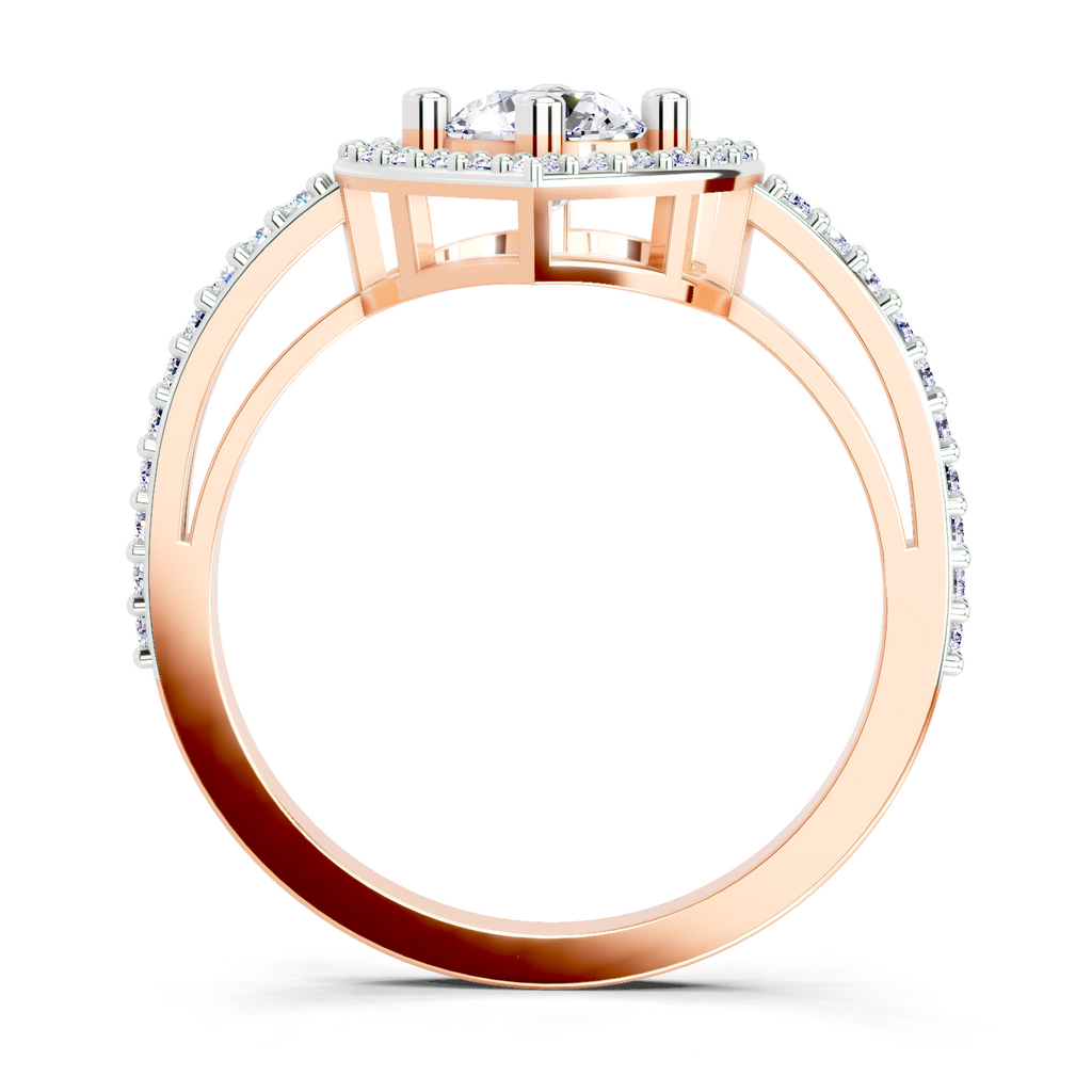 0.84 Carat Round Halo Heart Ring