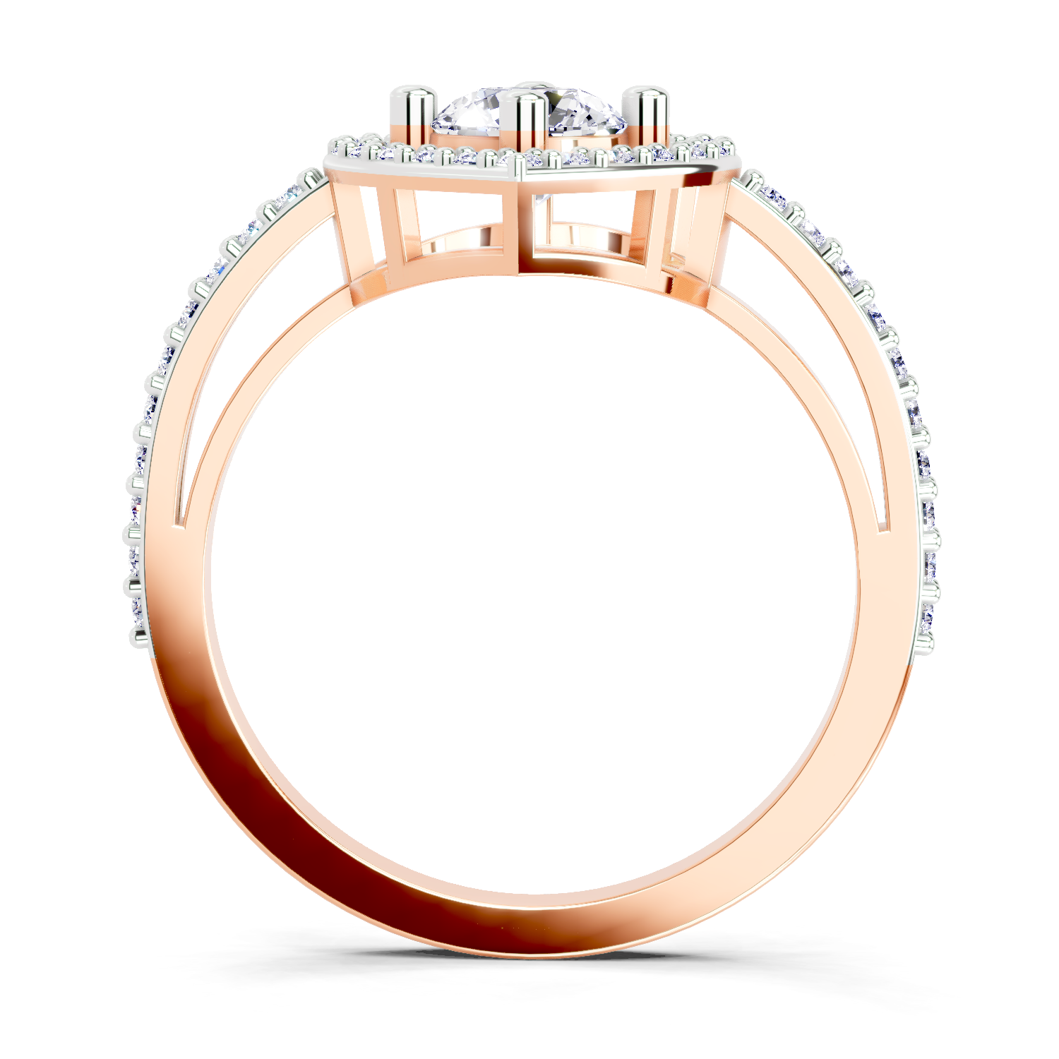 0.84 Carat Round Halo Heart Ring