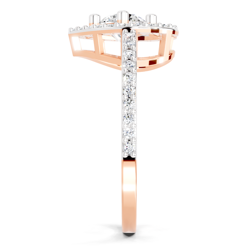0.84 Carat Round Halo Heart Ring