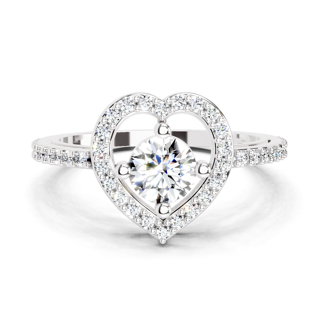 0.84 Carat Round Halo Heart Ring