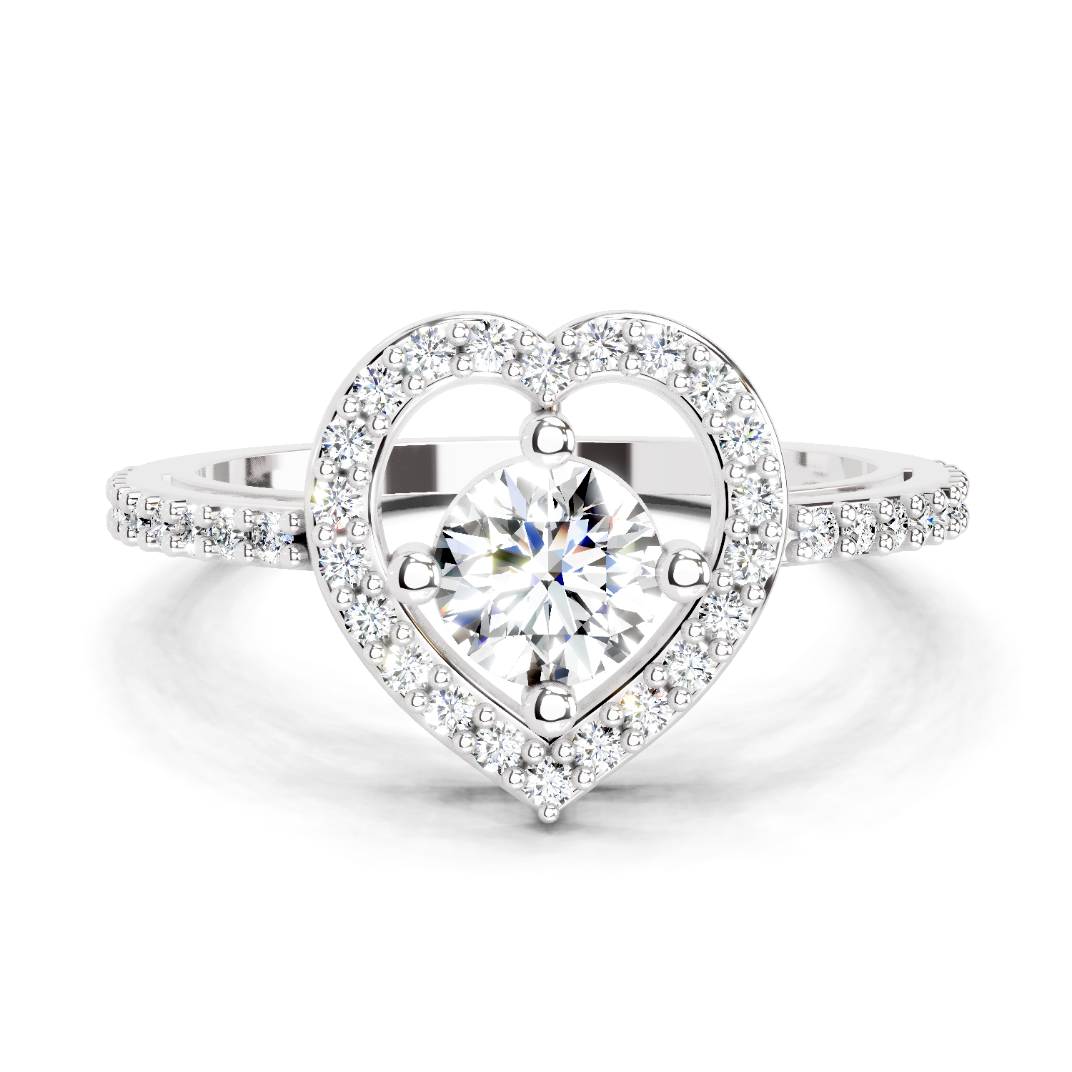0.84 Carat Round Halo Heart Ring