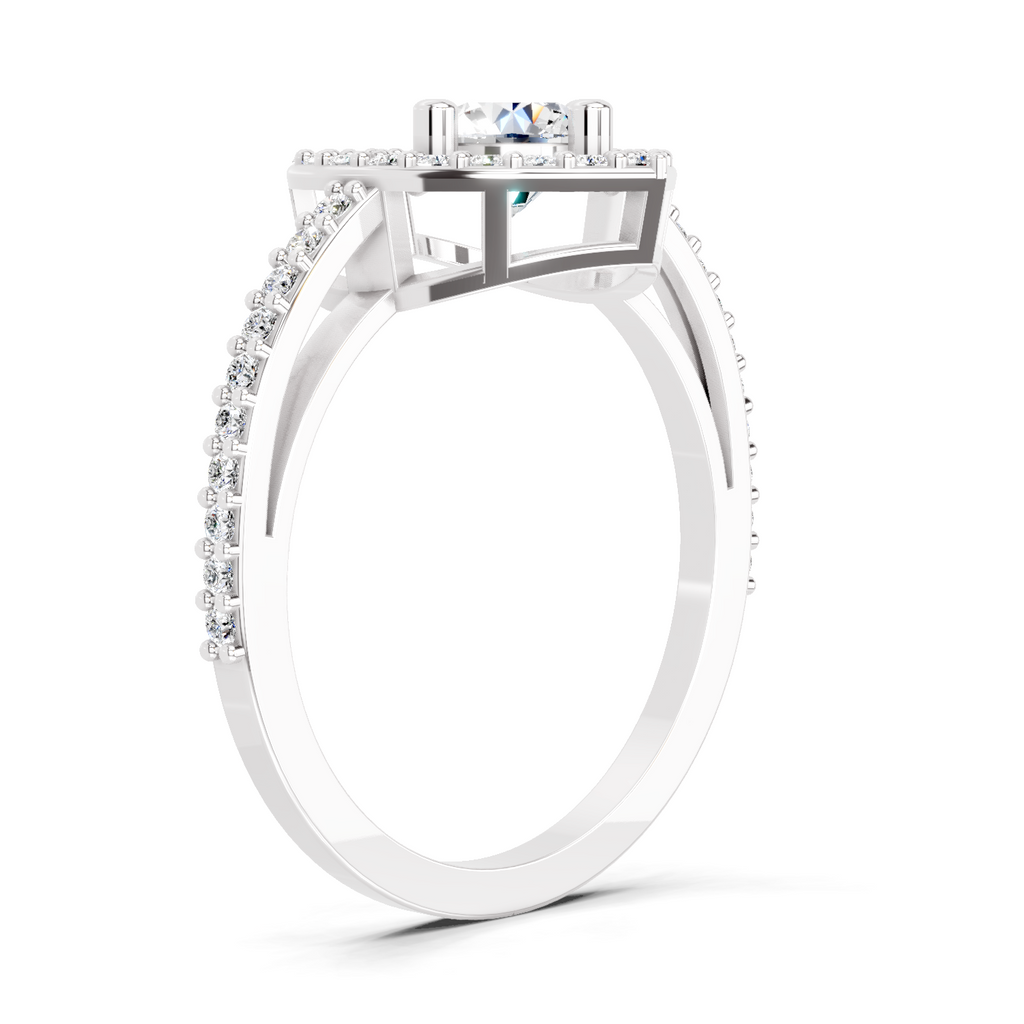 0.84 Carat Round Halo Heart Ring