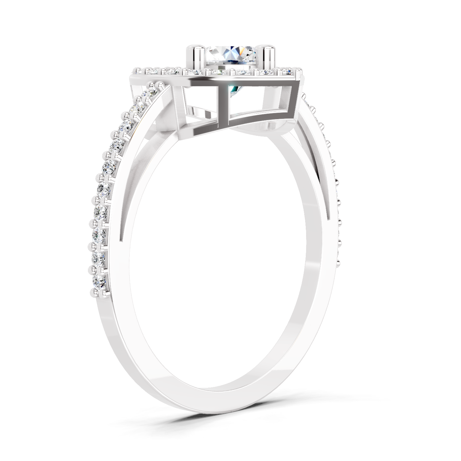 0.84 Carat Round Halo Heart Ring