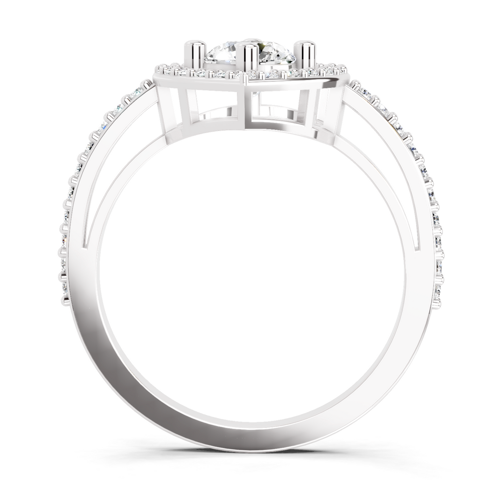 0.84 Carat Round Halo Heart Ring