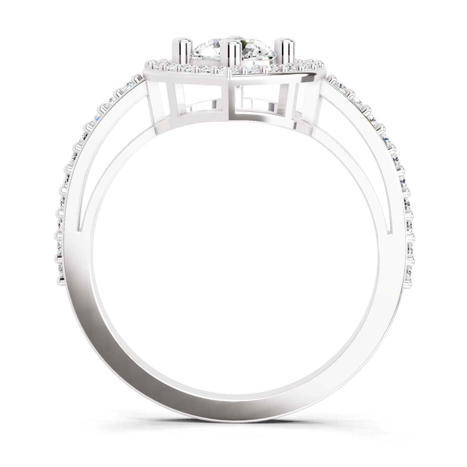 0.84 Carat Round Halo Heart Ring