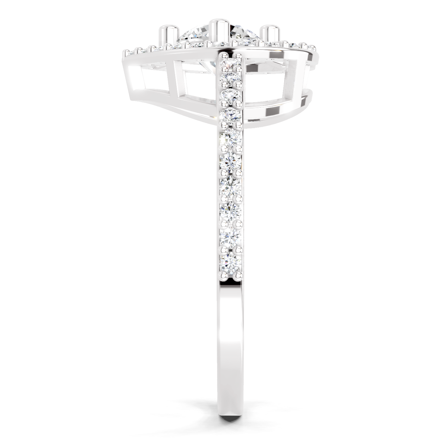 0.84 Carat Round Halo Heart Ring
