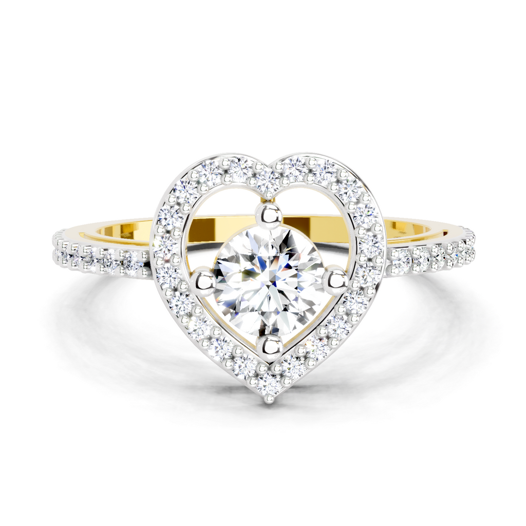 0.84 Carat Round Halo Heart Ring