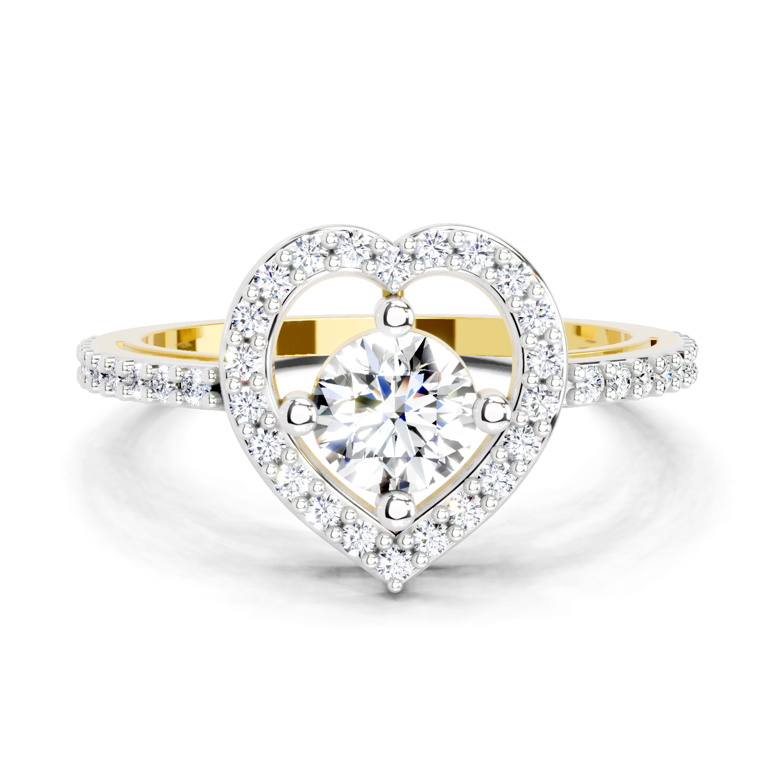 0.84 Carat Round Halo Heart Ring