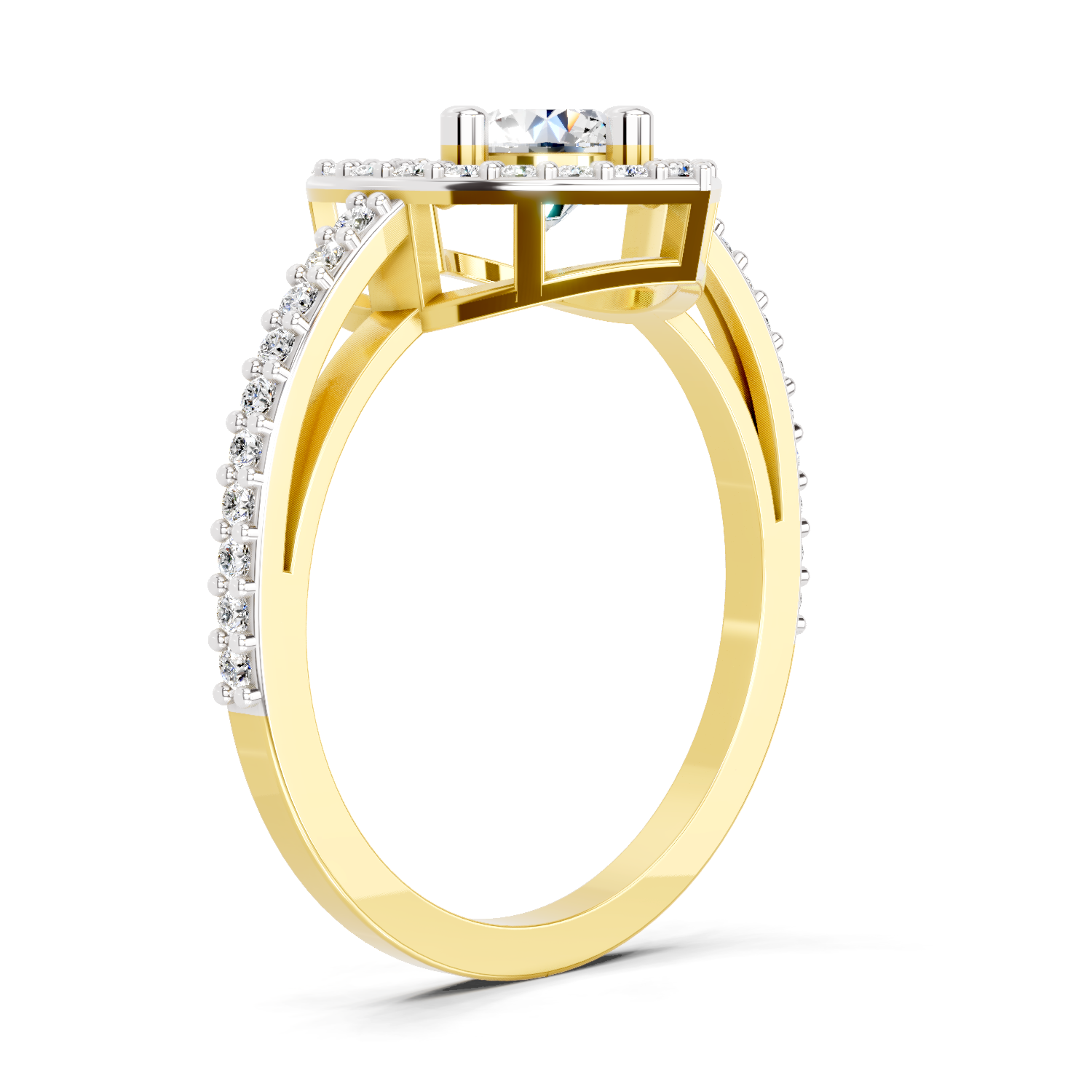 0.84 Carat Round Halo Heart Ring