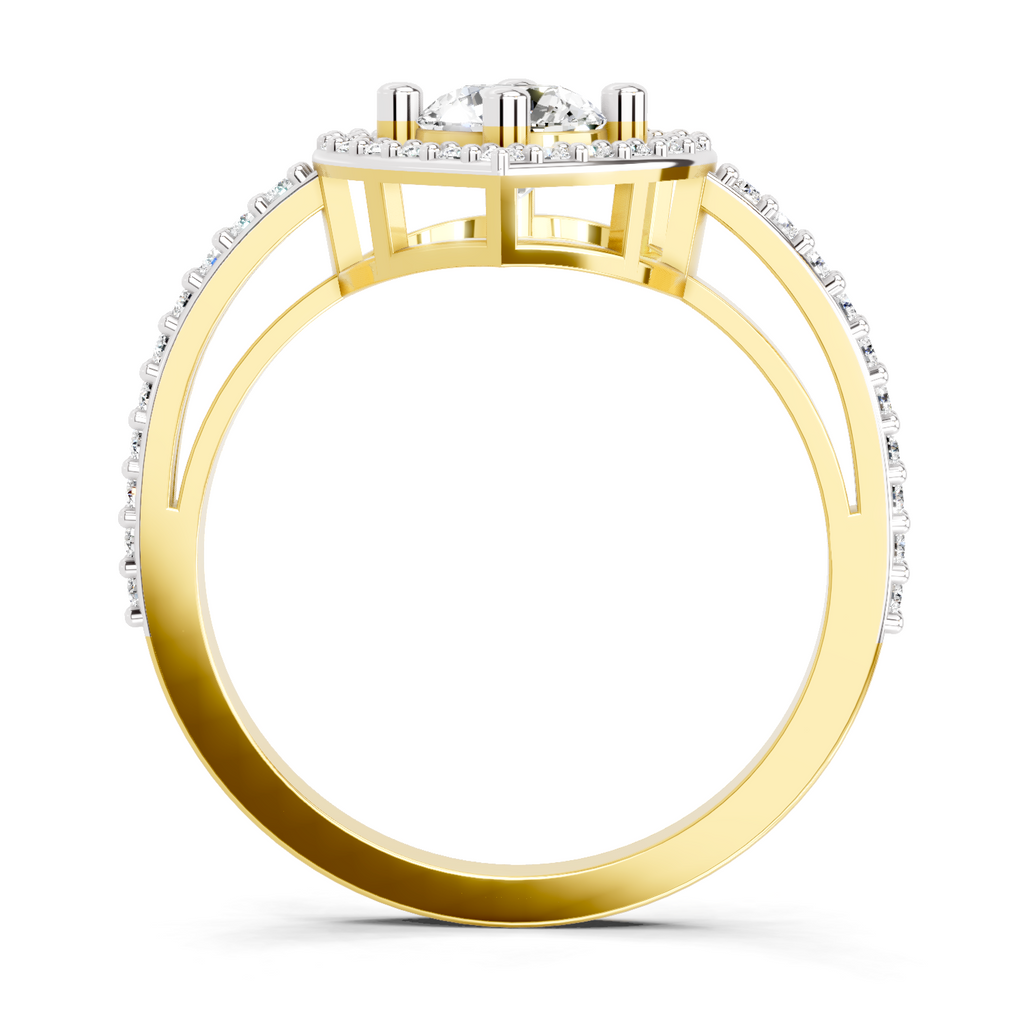 0.84 Carat Round Halo Heart Ring
