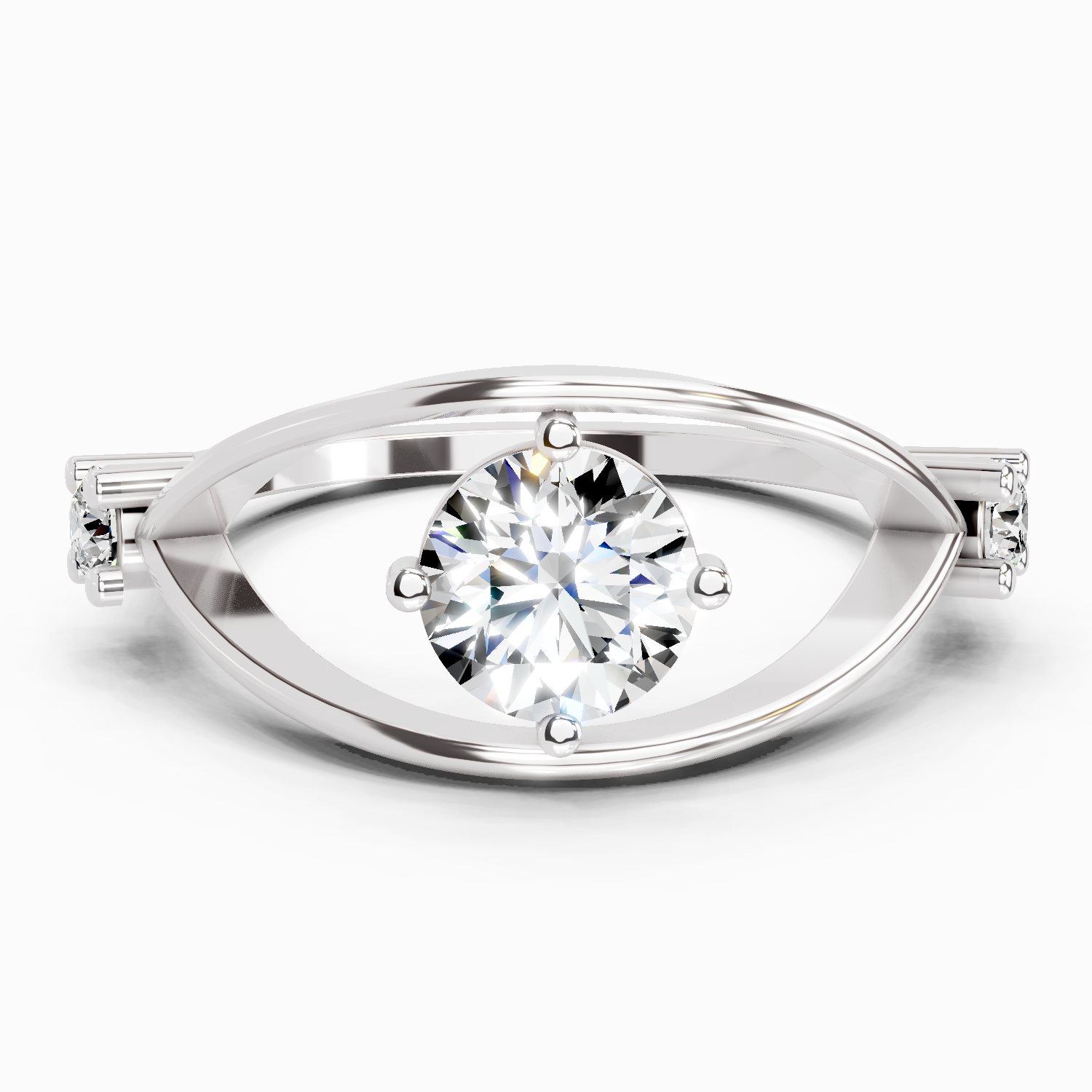 Sparkles 0.16 Ct Evil Eye Solitaire Diamond Ring in 14K Gold