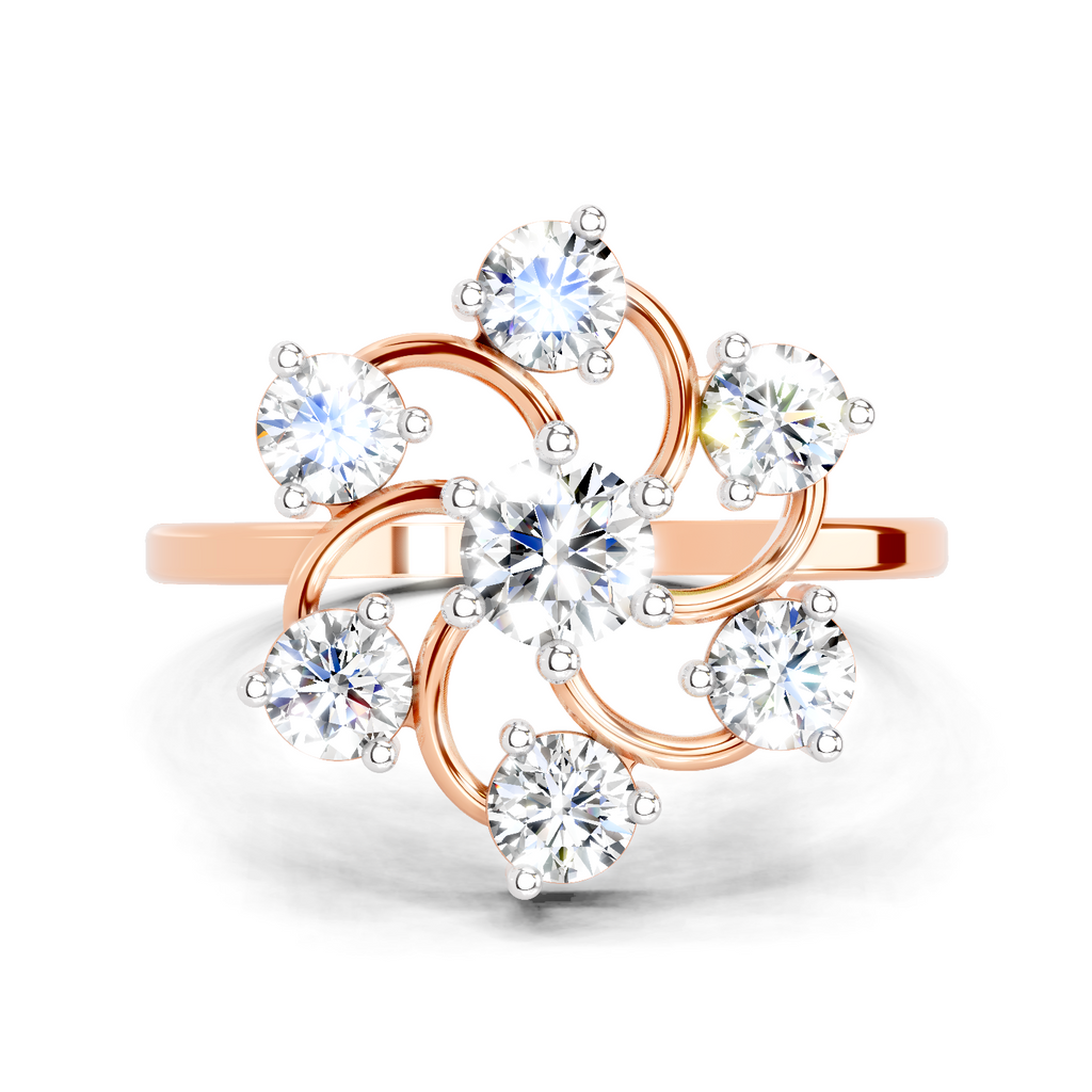 0.76 Ct Diamond Flower Ring