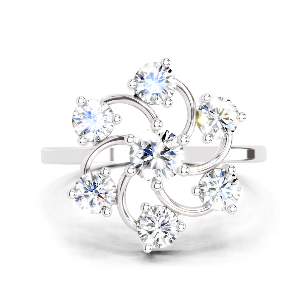 0.87 Carat Round Swirl Cluster Ring