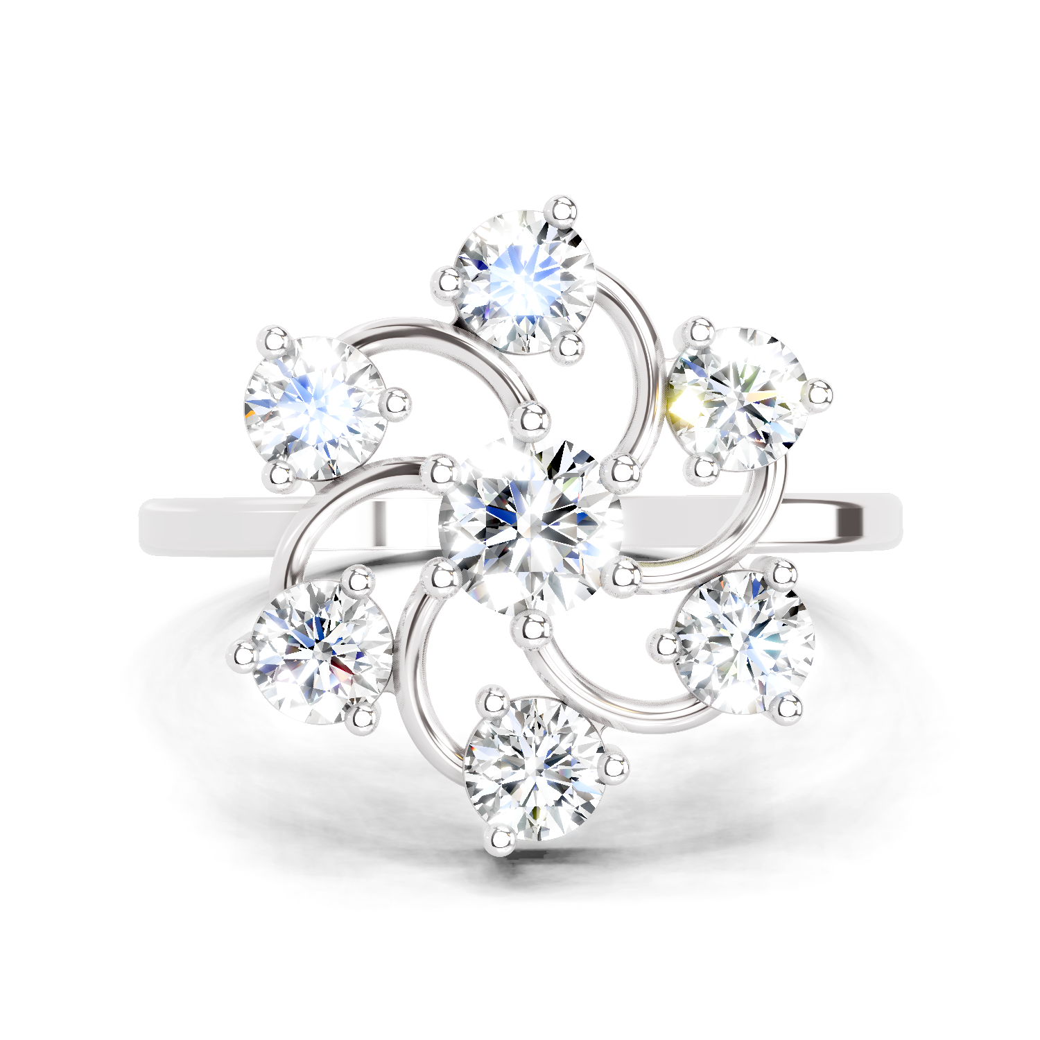 0.87 Carat Round Swirl Cluster Ring