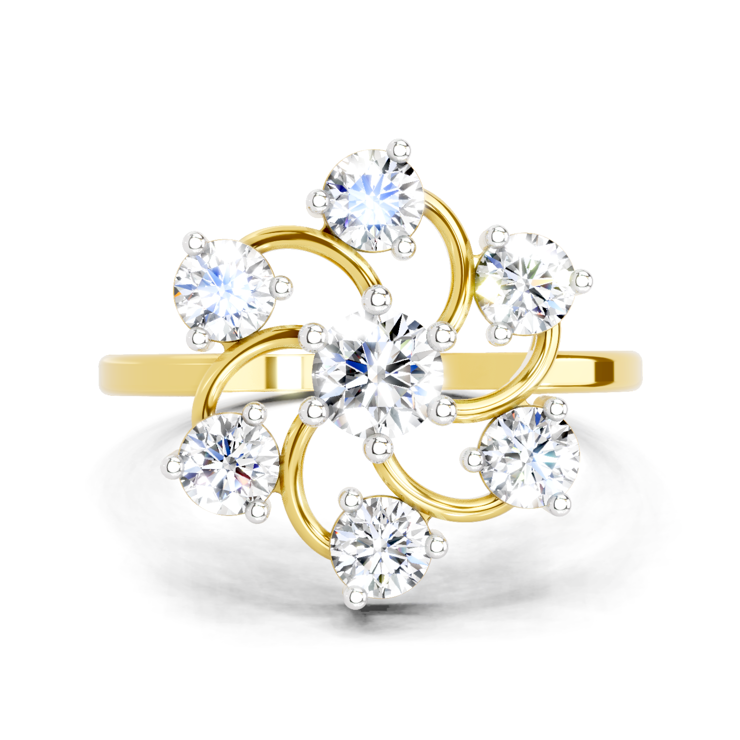 0.87 Carat Round Swirl Cluster Ring