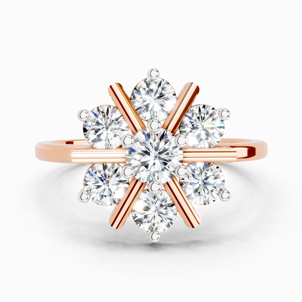0.9 Carat Round Starburst Ring