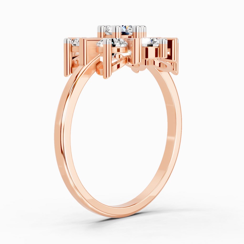 0.9 Carat Round Starburst Ring
