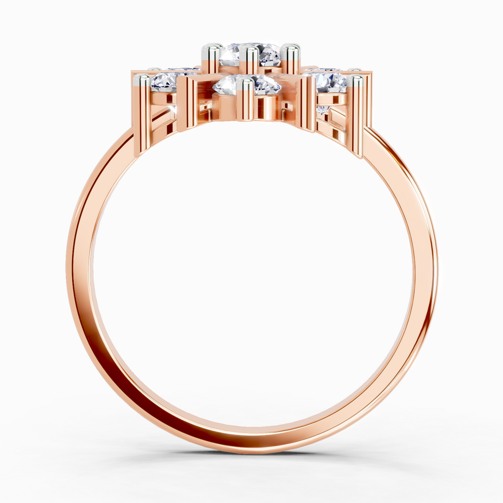 0.9 Carat Round Starburst Ring
