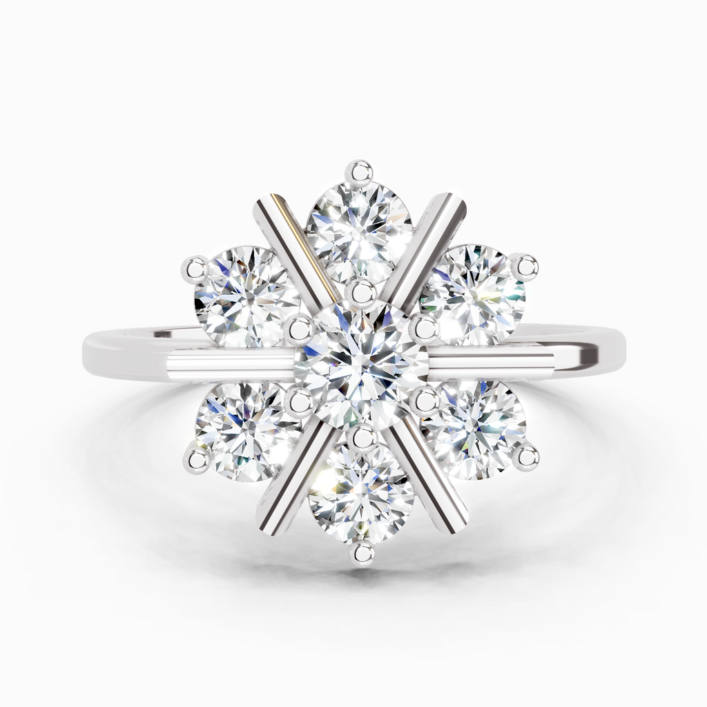 0.9 Carat Round Starburst Ring