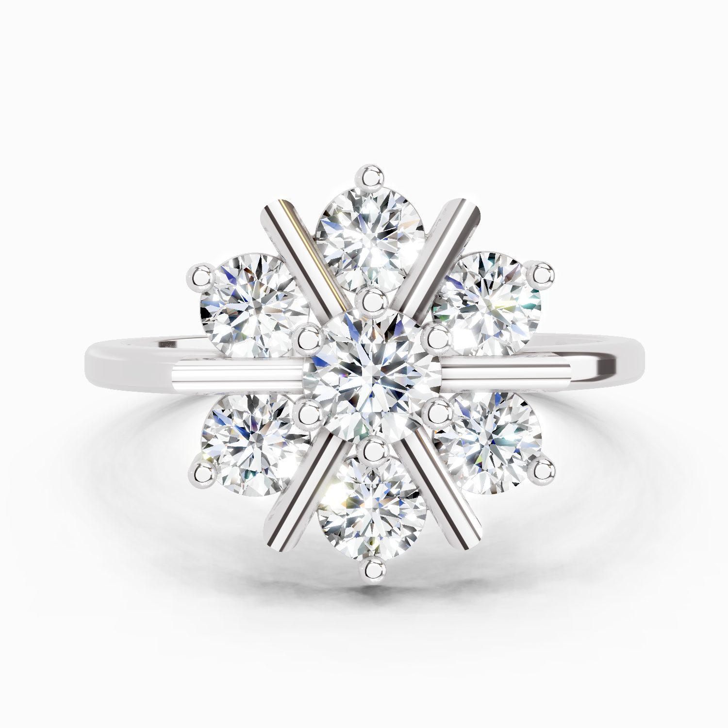 0.9 Carat Round Starburst Ring