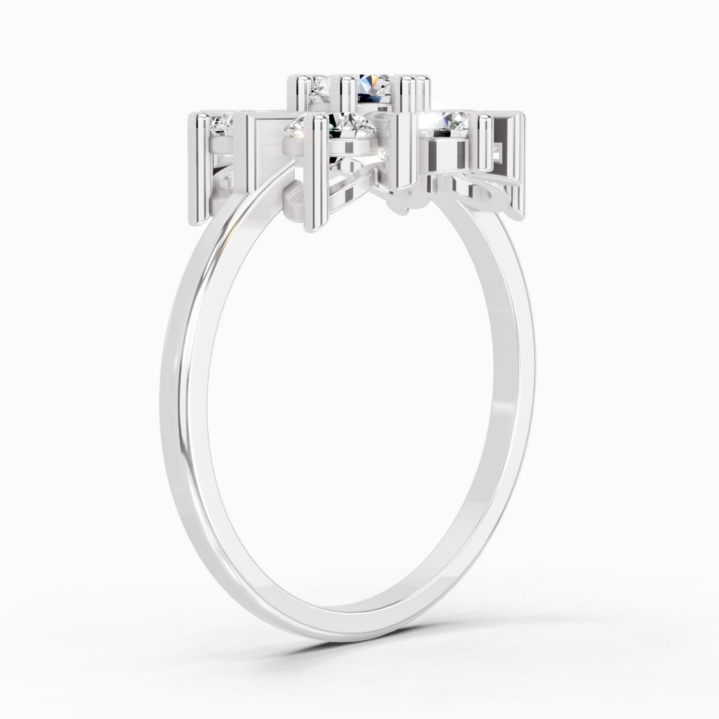 0.9 Carat Round Starburst Ring
