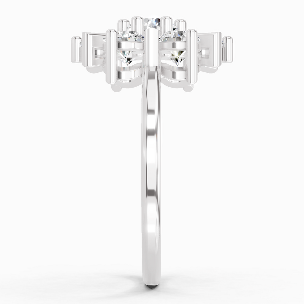 0.9 Carat Round Starburst Ring