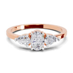 0.60 Carat Three-Stone Oval & Pear Diamond Engagement Ring