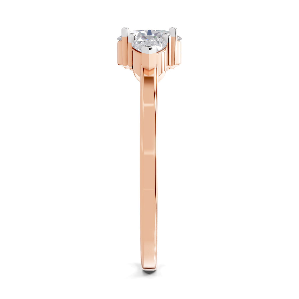 0.60 Carat Three-Stone Oval & Pear Diamond Engagement Ring