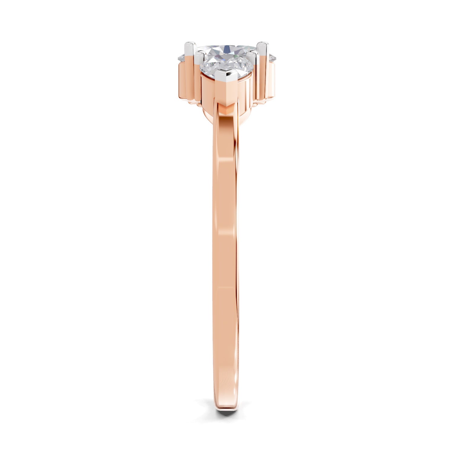 0.60 Carat Three-Stone Oval & Pear Diamond Engagement Ring