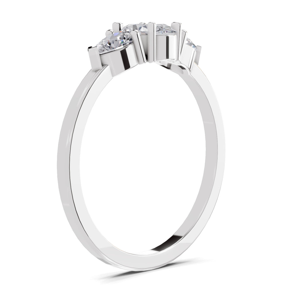 0.60 Carat Three-Stone Oval & Pear Diamond Engagement Ring