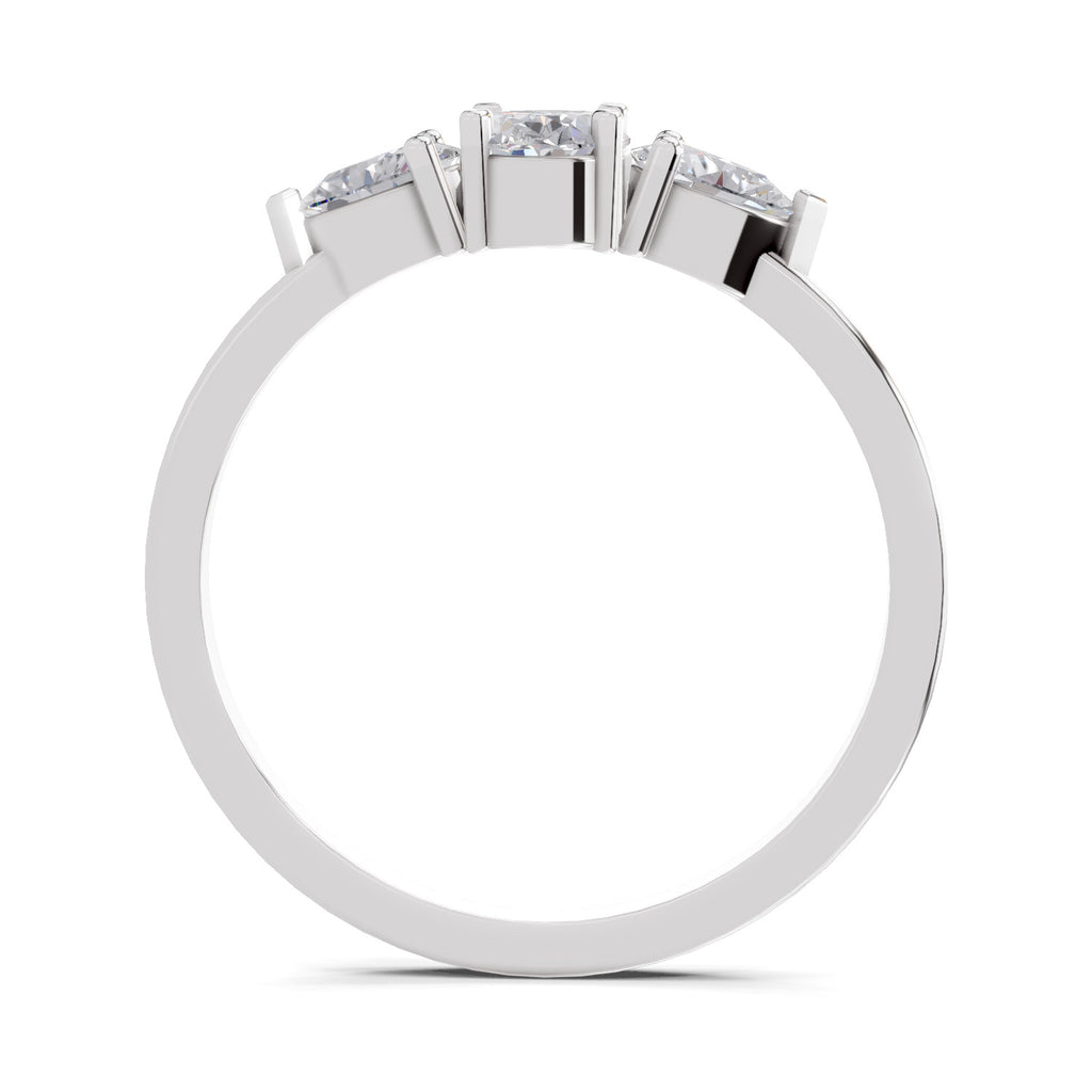 0.60 Carat Three-Stone Oval & Pear Diamond Engagement Ring