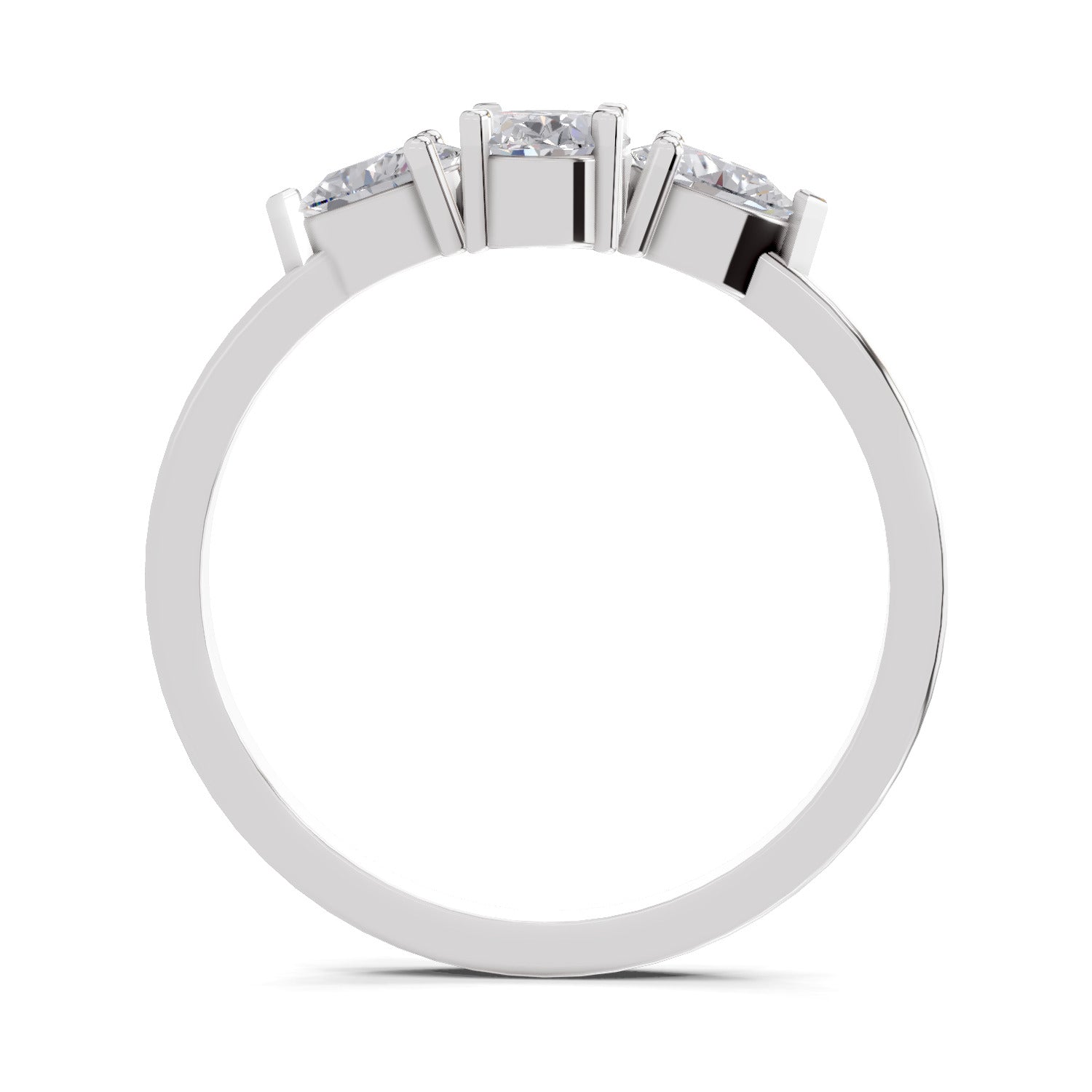 0.60 Carat Three-Stone Oval & Pear Diamond Engagement Ring