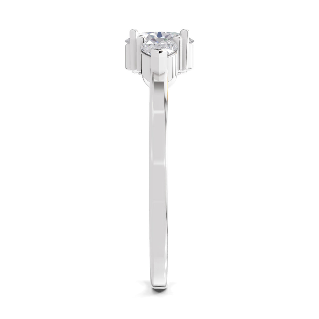 0.60 Carat Three-Stone Oval & Pear Diamond Engagement Ring