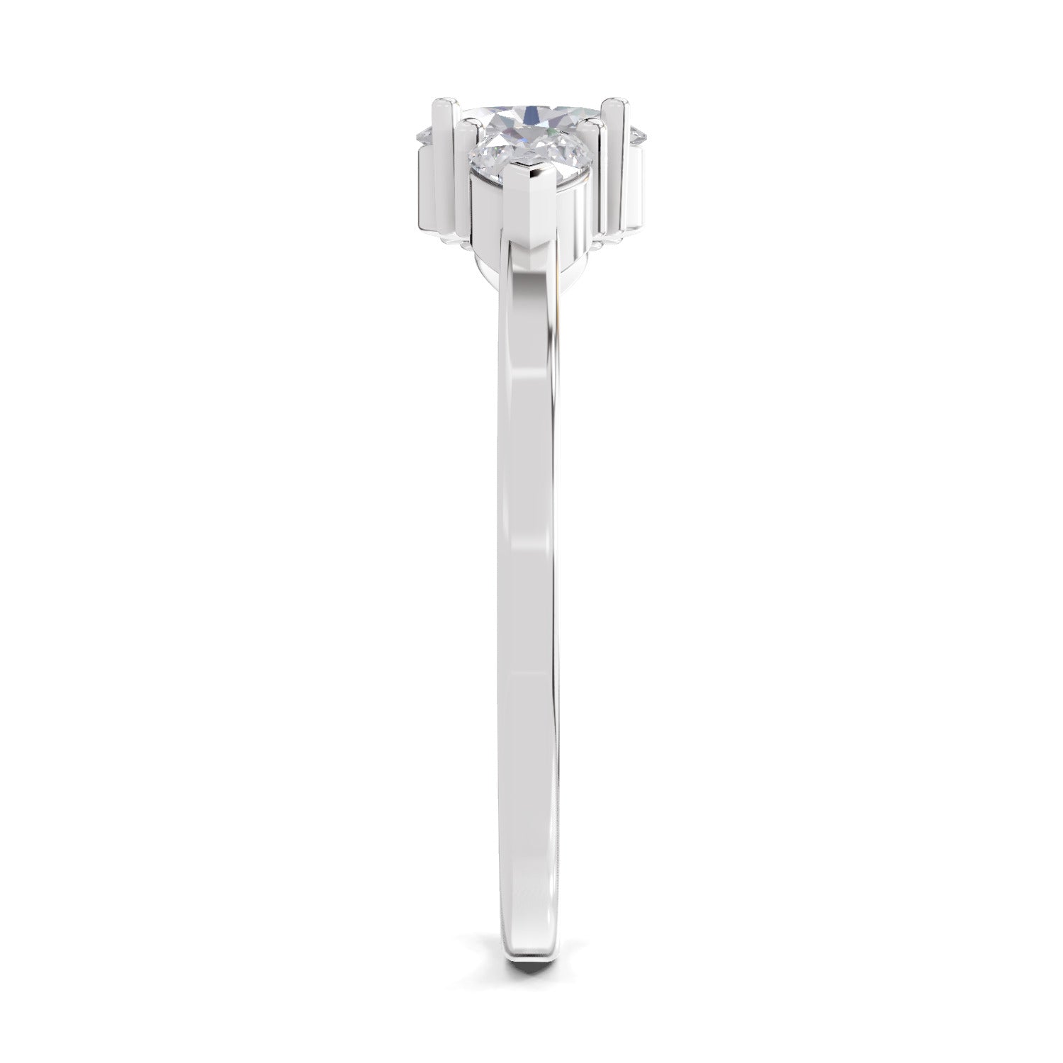 0.60 Carat Three-Stone Oval & Pear Diamond Engagement Ring
