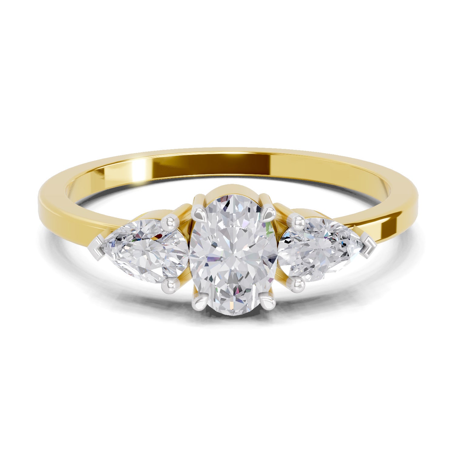 0.60 Carat Three-Stone Oval & Pear Diamond Engagement Ring