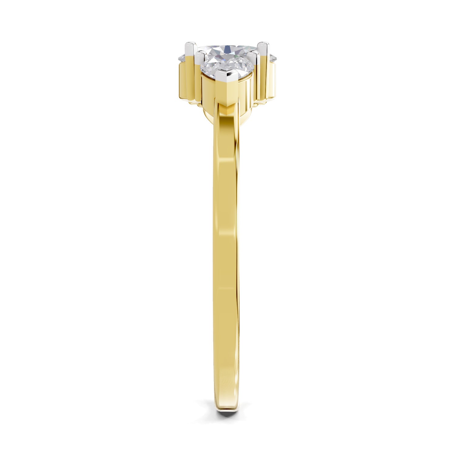 0.60 Carat Three-Stone Oval & Pear Diamond Engagement Ring