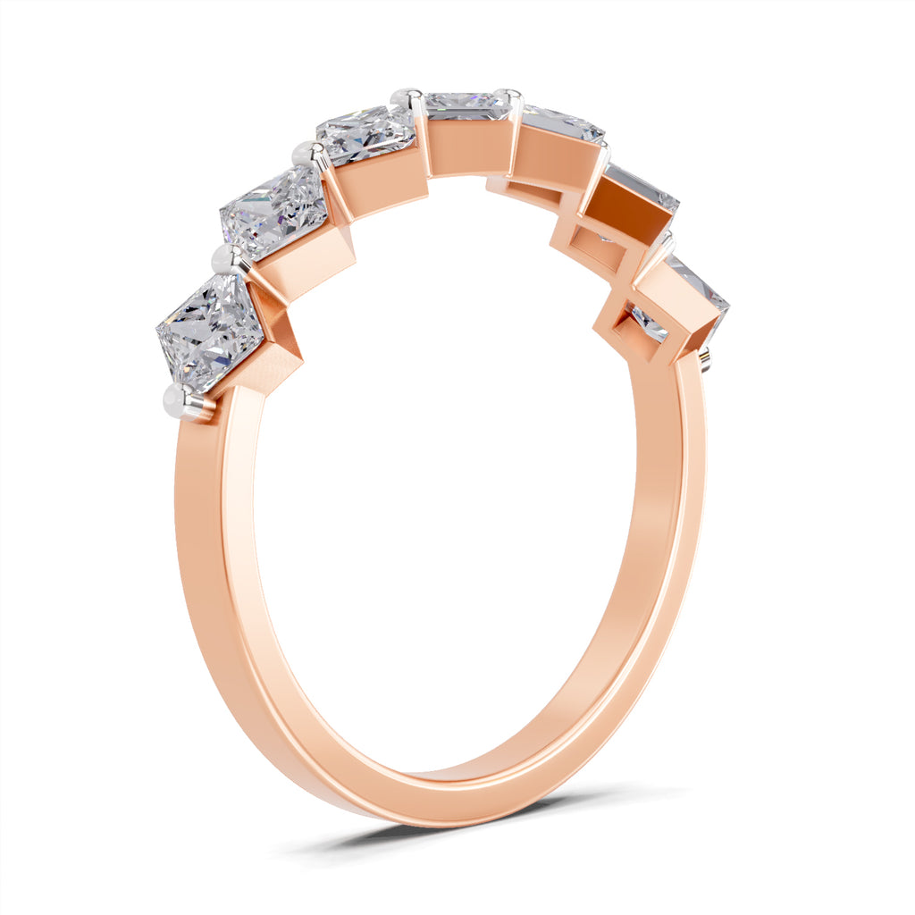 0.63 Carat Princess Shape 7 Stone Diamond Band Ring