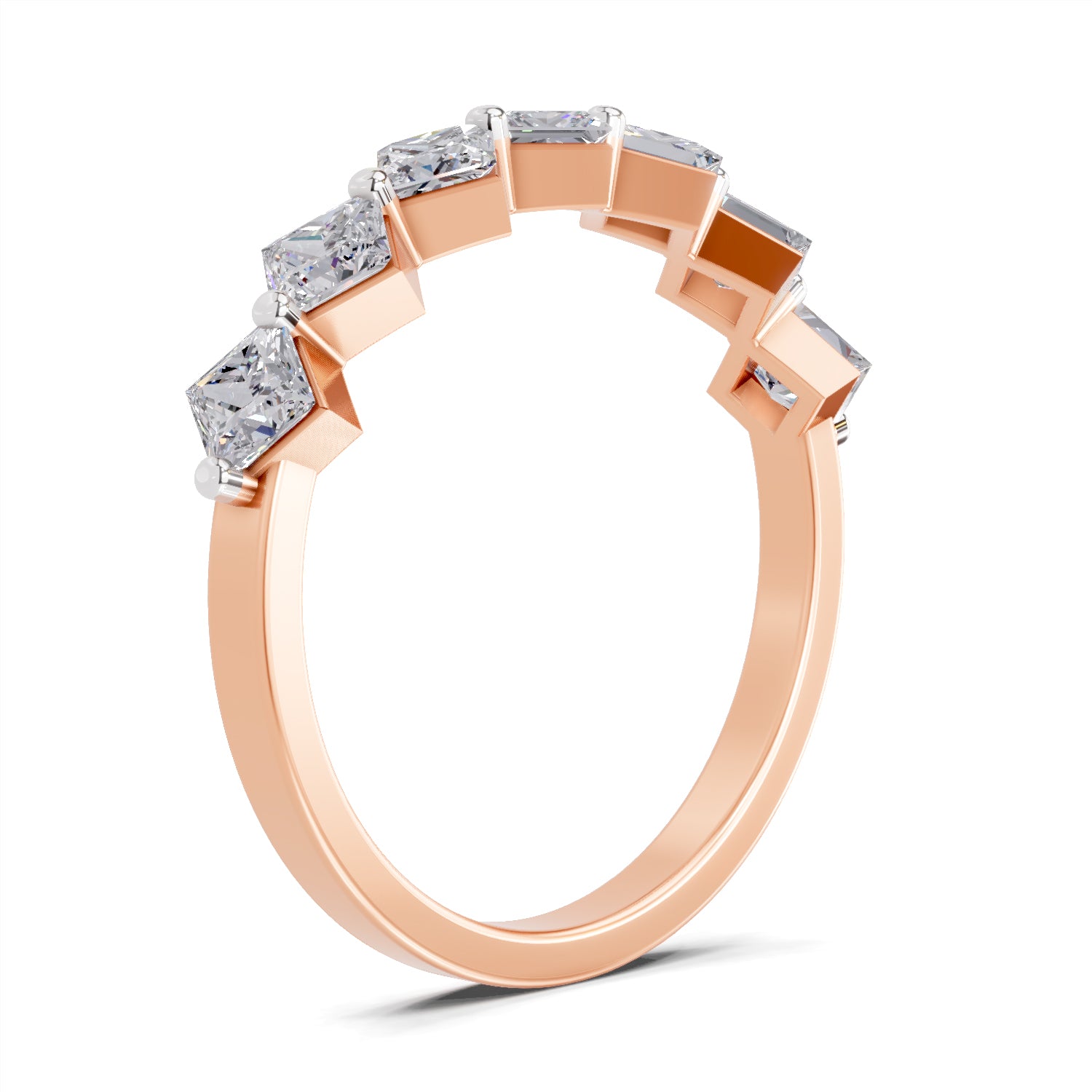 0.63 Carat Princess Shape 7 Stone Diamond Band Ring