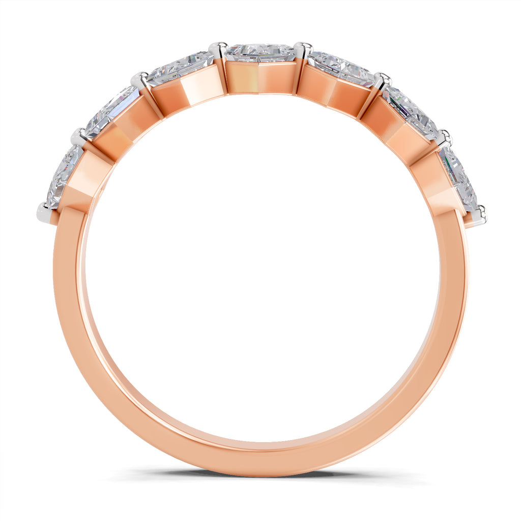 0.63 Carat Princess Shape 7 Stone Diamond Band Ring