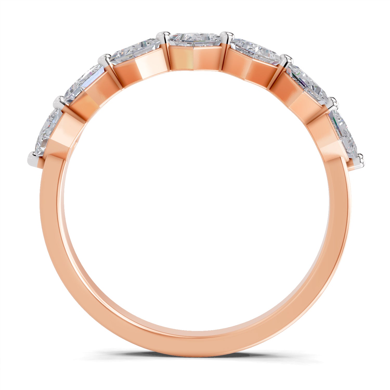 0.63 Carat Princess Shape 7 Stone Diamond Band Ring