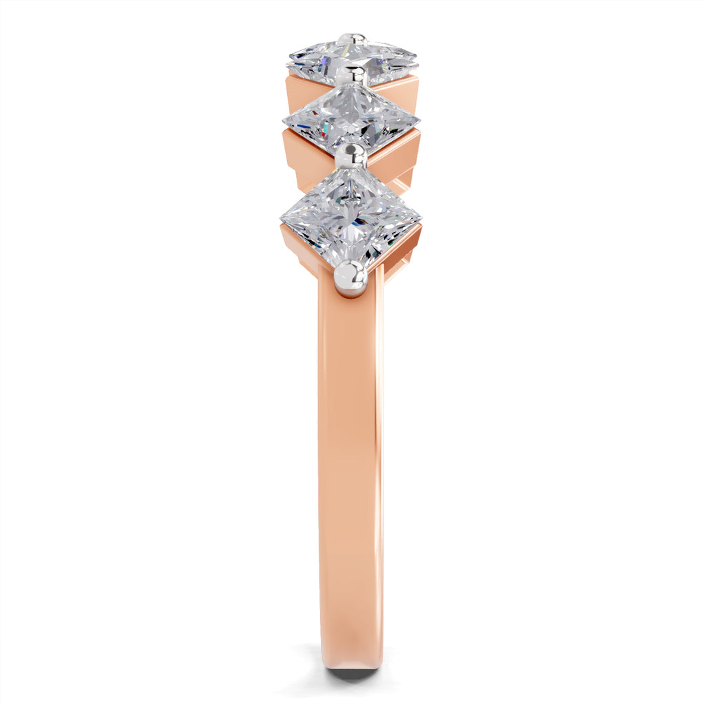 0.63 Carat Princess Shape 7 Stone Diamond Band Ring