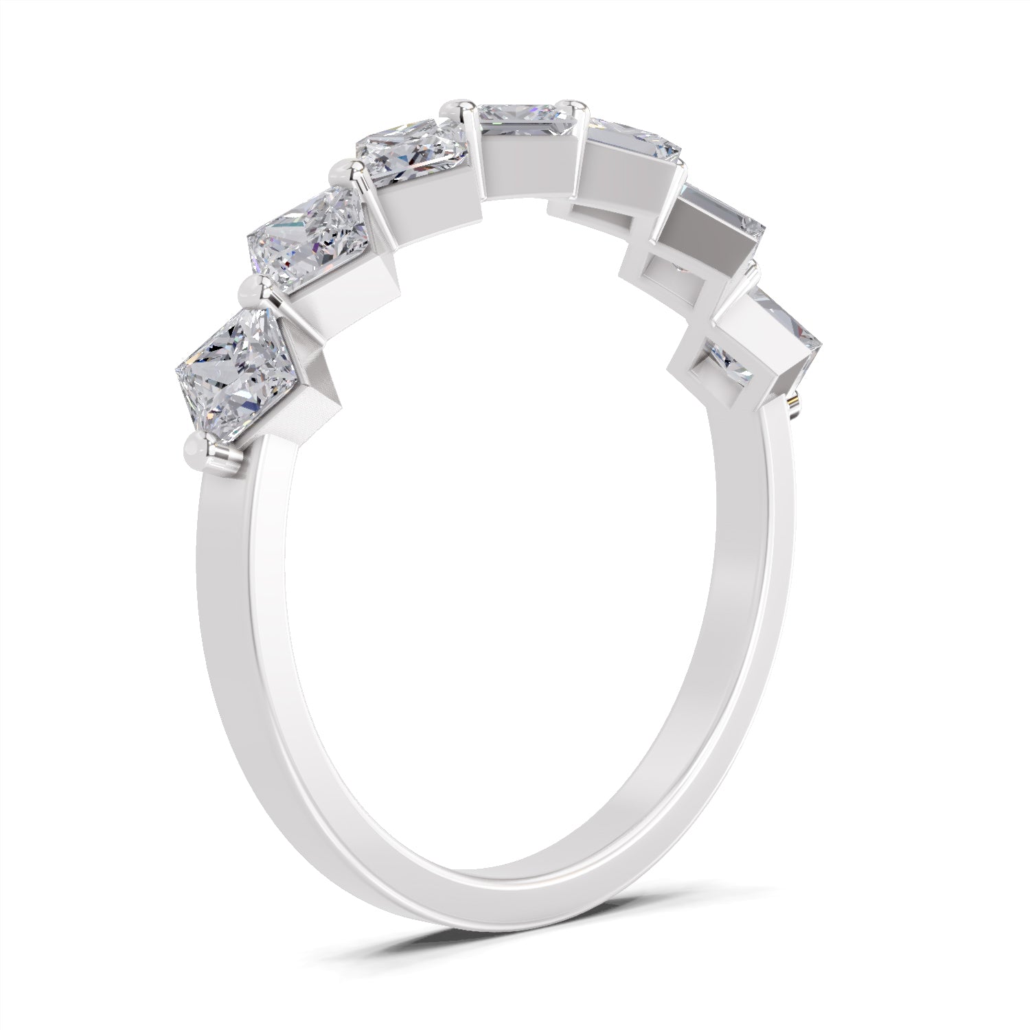 0.63 Carat Princess Shape 7 Stone Diamond Band Ring