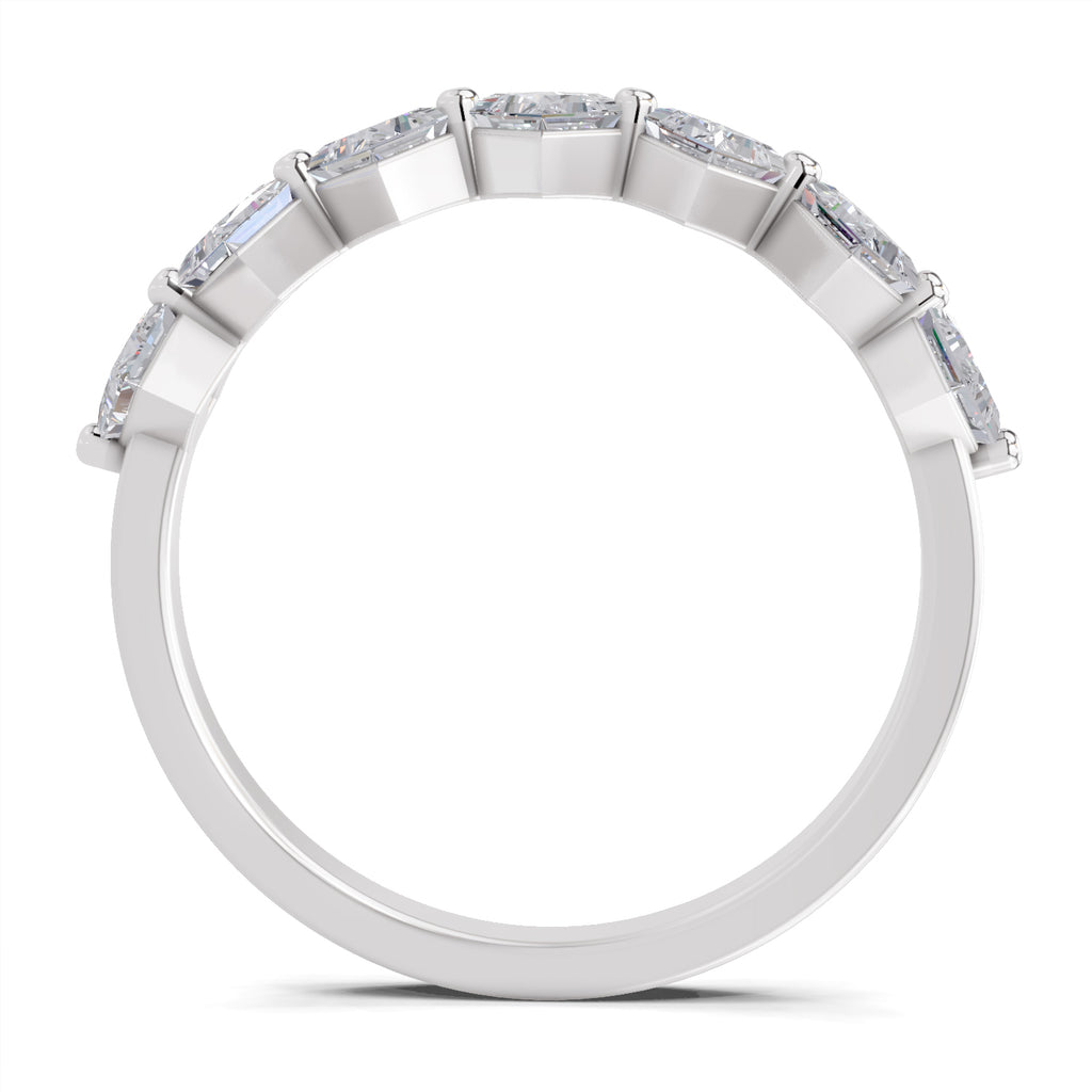 0.63 Carat Princess Shape 7 Stone Diamond Band Ring