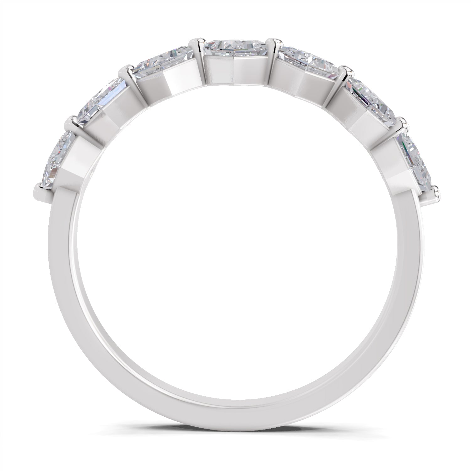 0.63 Carat Princess Shape 7 Stone Diamond Band Ring