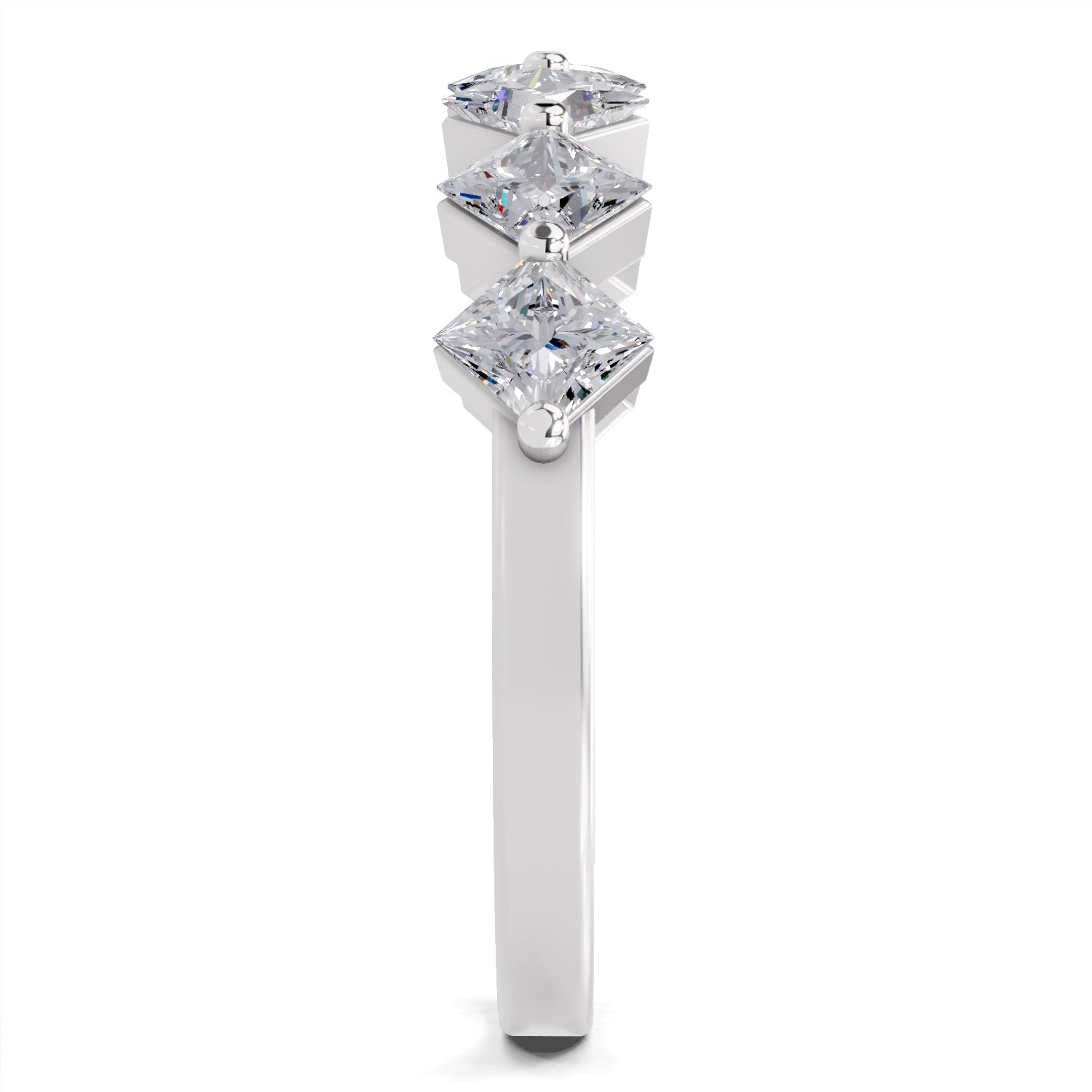0.63 Carat Princess Shape 7 Stone Diamond Band Ring