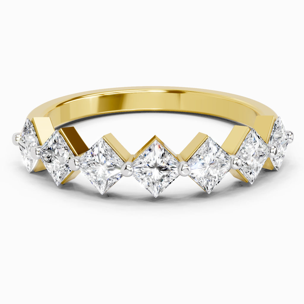 0.63 Carat Princess Shape 7 Stone Diamond Band Ring