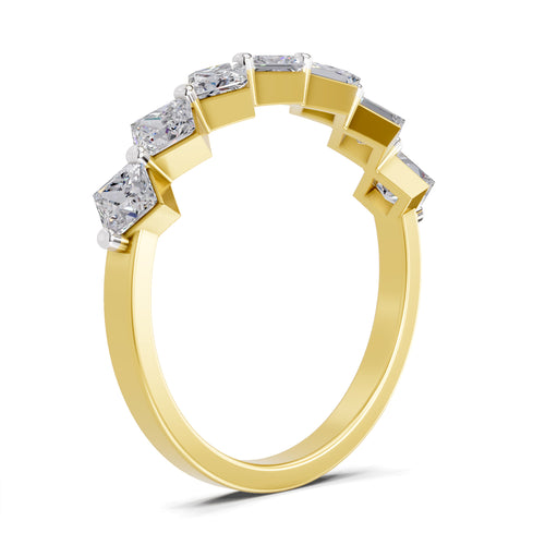 0.63 Carat Princess Shape 7 Stone Diamond Band Ring