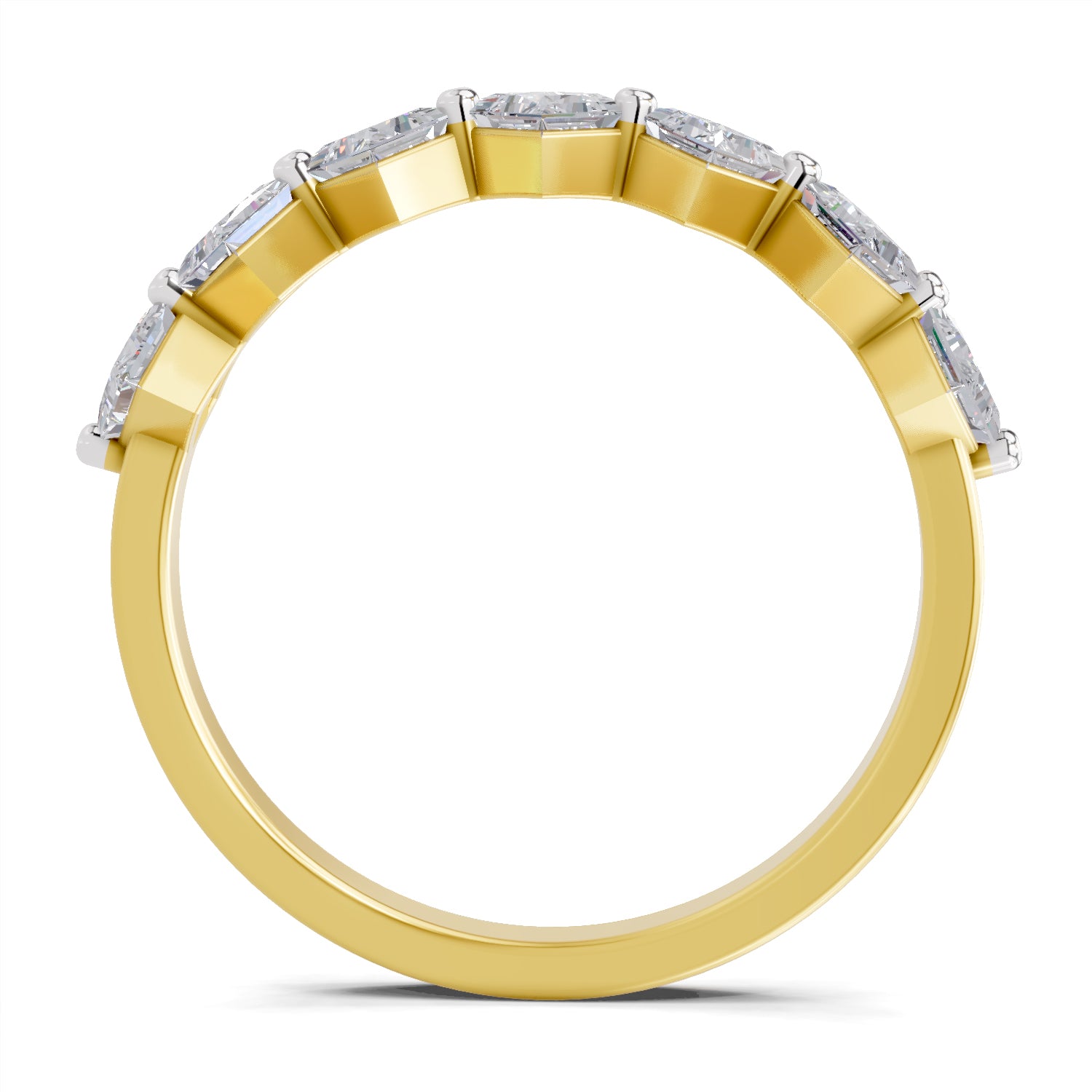 0.63 Carat Princess Shape 7 Stone Diamond Band Ring