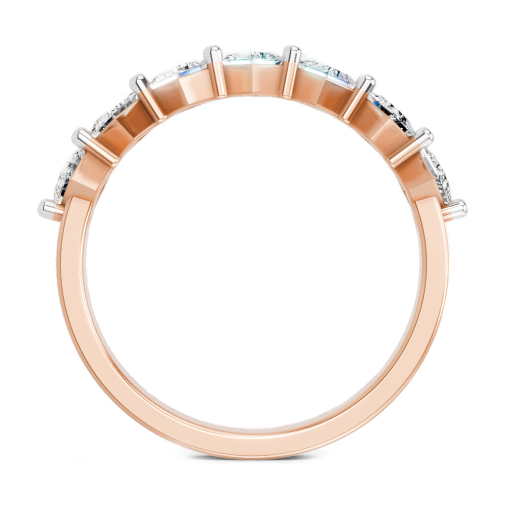 Sparkles 7 Stone Band Ring 0.75 Carat Princess Shape Diamond